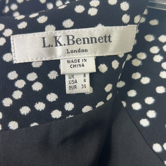 L.K. BENNETT WOMEN’S YOLANDA PRINT MONOCHROME TAILORED DRESS BLACK WHITE SZ 4 - Picture 7 of 9